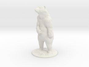 4 inch Grizzly Bear in White Natural Versatile Plastic