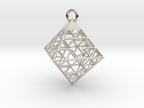 Wire Sierpinski Octahedron Pendant in Platinum
