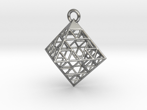 Wire Sierpinski Octahedron Pendant in Natural Silver