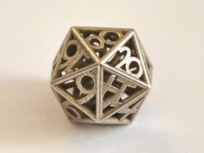 D20 Balanced - Numbers Only (Small) in Polished Bronzed-Silver Steel