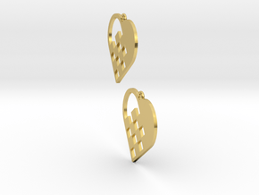 Swedish Heart Earrings in Polished Brass