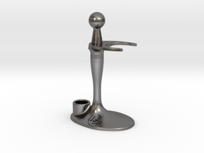 Combo Razor and Brush Stand in Polished Nickel Steel