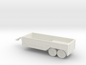 1/100 Scale 6x6 Jeep Open Cargo Trailer in White Natural Versatile Plastic