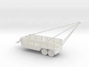 1/100 Scale 6x6 Jeep Cargo Trailer with Crane Exte in White Natural Versatile Plastic