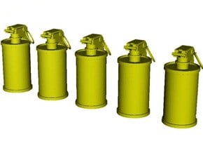 1/18 scale M-18 smoke grenades x 5 in Clear Ultra Fine Detail Plastic