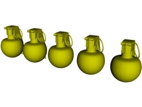 1/18 scale M-67 fragmentation grenades x 5 in Tan Fine Detail Plastic