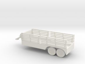 1/87 Scale 6x6 Jeep Cargo Trailer with Crane in White Natural Versatile Plastic