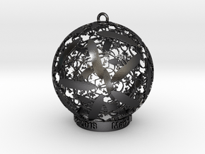 Unicorn Solstice Ornament in Polished and Bronzed Black Steel: Medium