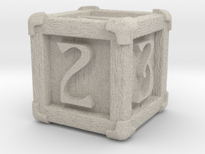 High Detailed Wood Dice with Numbers in Natural Sandstone: Small
