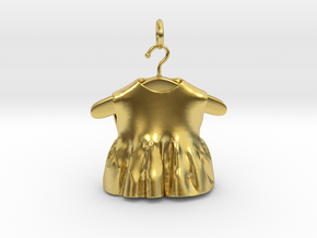 baby dress bell pendant  in Polished Brass (Interlocking Parts)