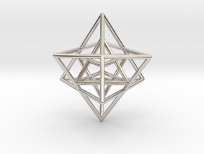 Sacred Geometry: Merkabah2 50mm 2 Nested Star Tetr in Rhodium Plated Brass