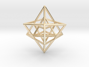 Sacred Geometry: Merkabah2 50mm 2 Nested Star Tetr in 14k Gold Plated Brass