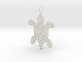Tribal Turtle Pendant in White Natural Versatile Plastic