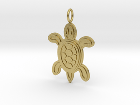 Tribal Turtle Pendant in Natural Brass
