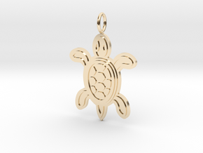Tribal Turtle Pendant in 14k Gold Plated Brass