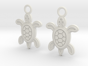 Tribal Turtle Earrings in White Natural Versatile Plastic