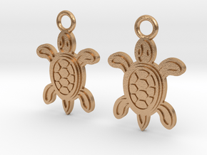 Tribal Turtle Earrings in Natural Bronze