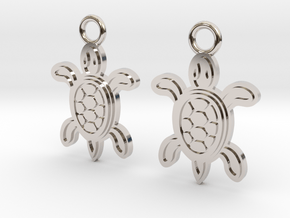 Tribal Turtle Earrings in Platinum
