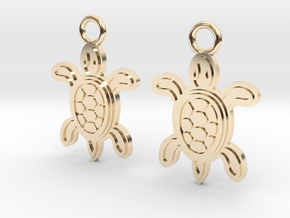 Tribal Turtle Earrings in 14k Gold Plated Brass