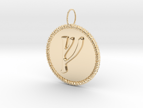 Nordic Fehu Rope Pendant in 14k Gold Plated Brass