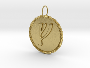 Nordic Fehu Rope Pendant in Natural Brass