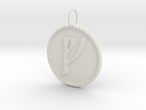 Nordic Fehu Rope Pendant in Natural Silver