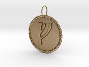 Nordic Fehu Rope Pendant in Polished Gold Steel