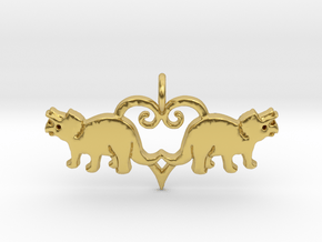 Herbivore dinosaur pendant - Triceratops in Polished Brass