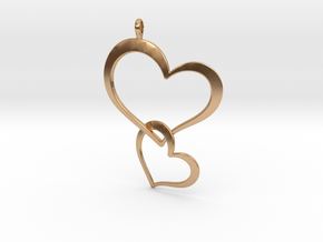 Double Heart Pendant in Polished Bronze