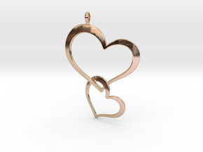 Double Heart Pendant in 14k Rose Gold Plated Brass