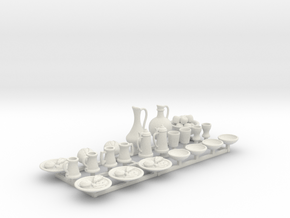 Medieval Feast table.  23 pieces for 1/24 scale in White Natural Versatile Plastic