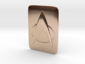 Saturn Hood Emblem Star Trek TNG Insignia in 14k Rose Gold