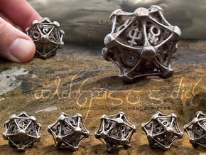 Alchemist's Dice D20 in Polished Bronzed Silver Steel