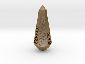 Obelisk dice spelled (d4 or d6) in Polished Gold Steel: d6