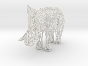 Wireframe Elephant XXL in White Natural Versatile Plastic
