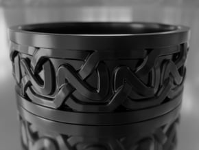 Persian / Pictish style celtic knot ring in Matte Black Steel: 6 / 51.5