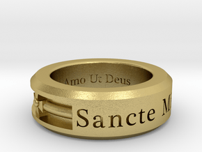 Size 13.5 Saint Michael Ring  in Natural Brass