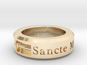 Size 13.5 Saint Michael Ring  in 14k Gold Plated Brass