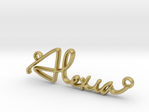Alexia Script First Name Pendant in Natural Brass