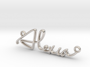 Alexia Script First Name Pendant in Rhodium Plated Brass