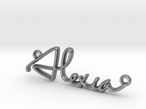 Alexia Script First Name Pendant in Natural Silver