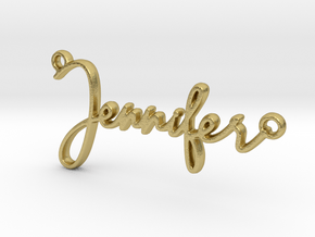 Jennifer Script First Name Pendant in Natural Brass