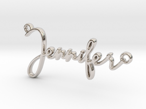 Jennifer Script First Name Pendant in Rhodium Plated Brass