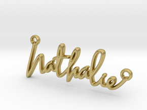 Nathalie Script First Name Pendant in Natural Brass