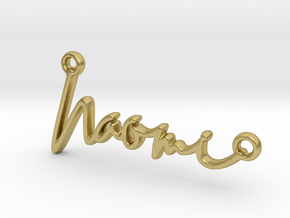 Naomi Script First Name Pendant in Natural Brass