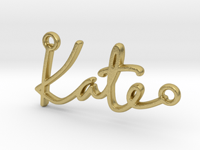 Kate Script First Name Pendant in Natural Brass