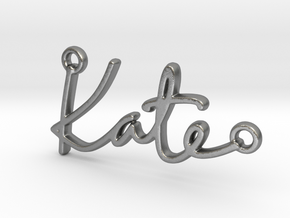 Kate Script First Name Pendant in Natural Silver