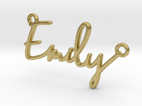 Emily Script First Name Pendant in Natural Brass