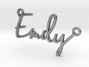 Emily Script First Name Pendant in Natural Silver