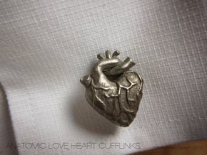 Anatomical Love Heart Cufflink SINGLE in Polished Bronzed Silver Steel